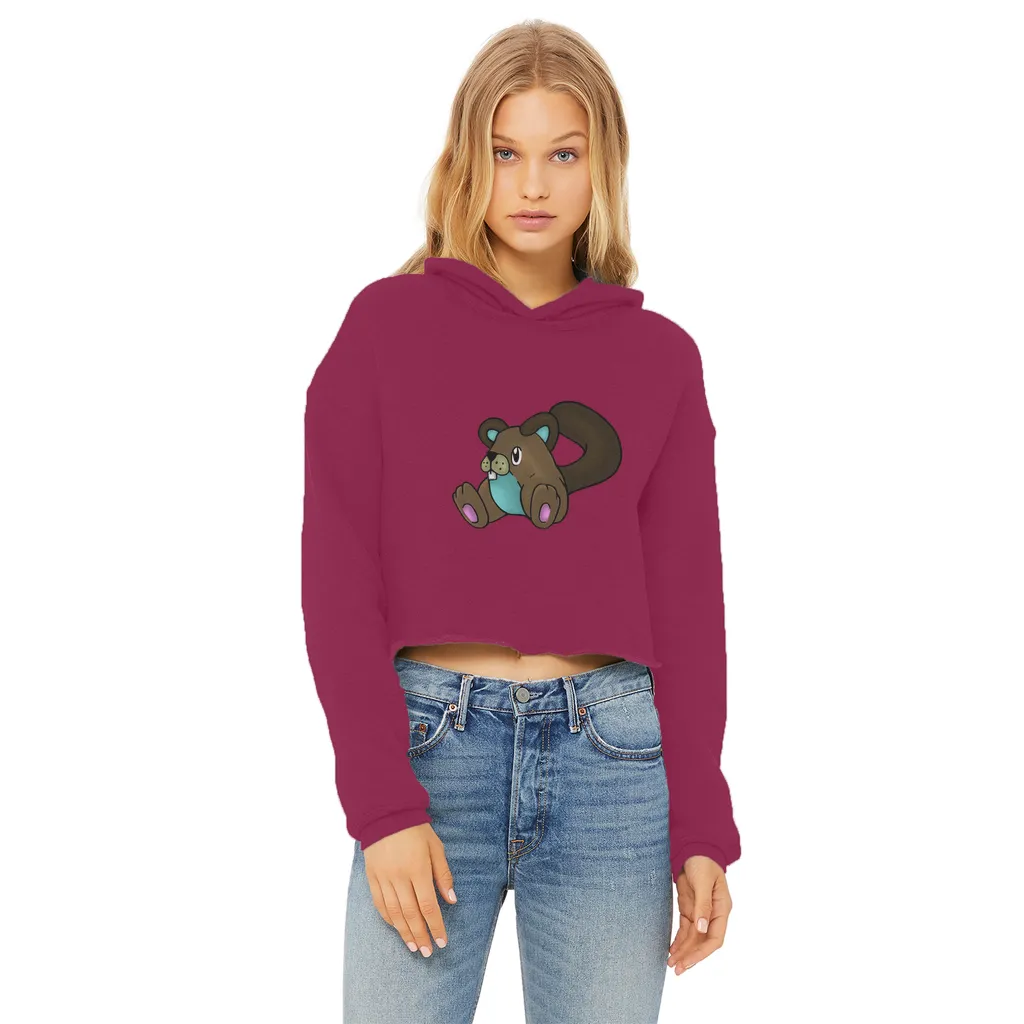 Showchu Ladies Cropped Raw Edge Hoodie