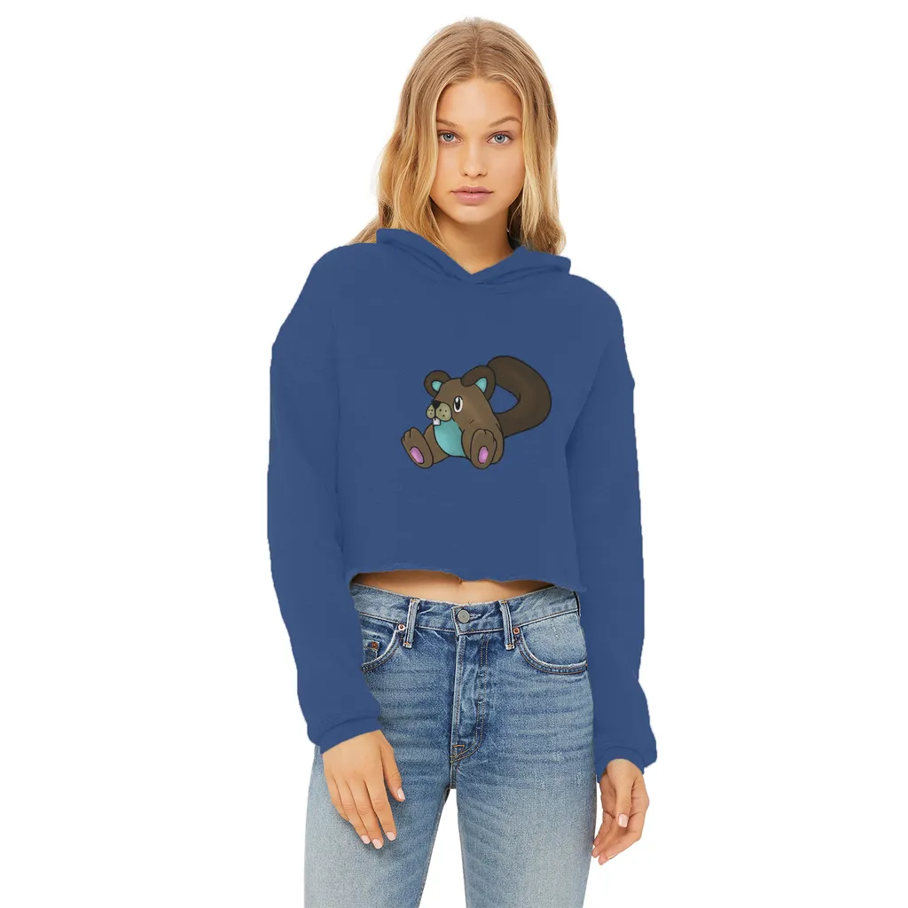 Showchu Ladies Cropped Raw Edge Hoodie