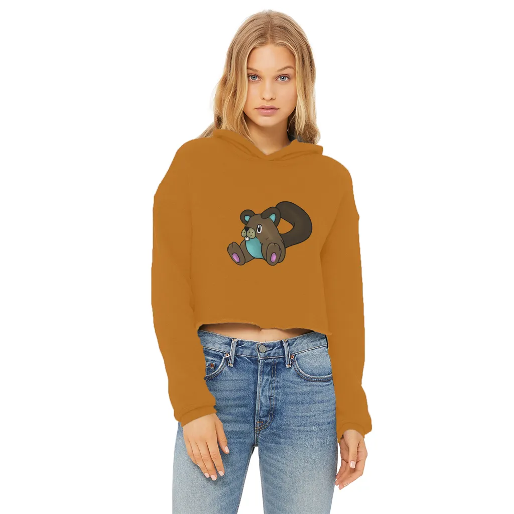Showchu Ladies Cropped Raw Edge Hoodie