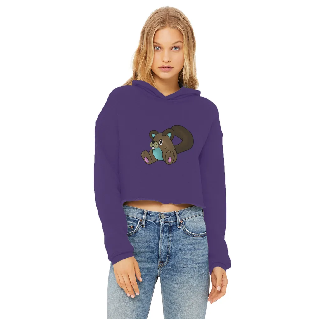 Showchu Ladies Cropped Raw Edge Hoodie