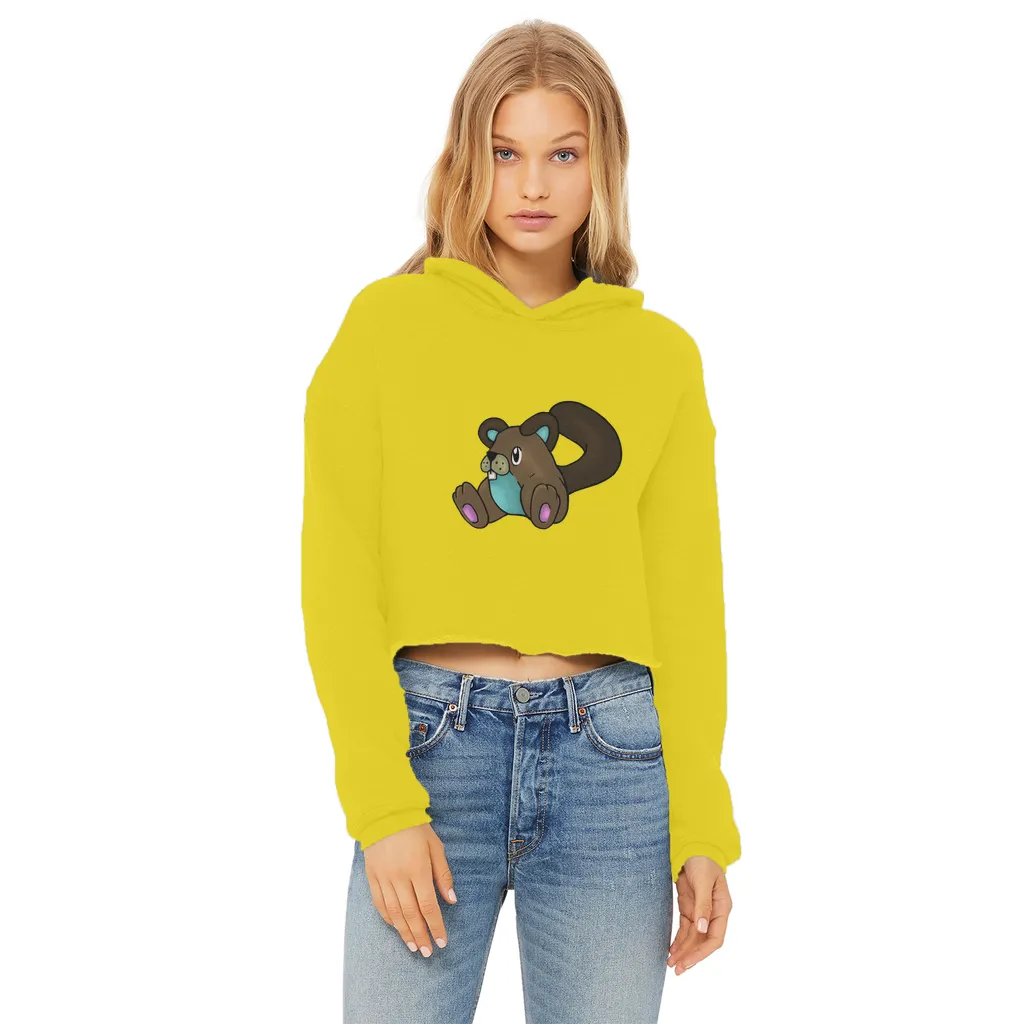 Showchu Ladies Cropped Raw Edge Hoodie
