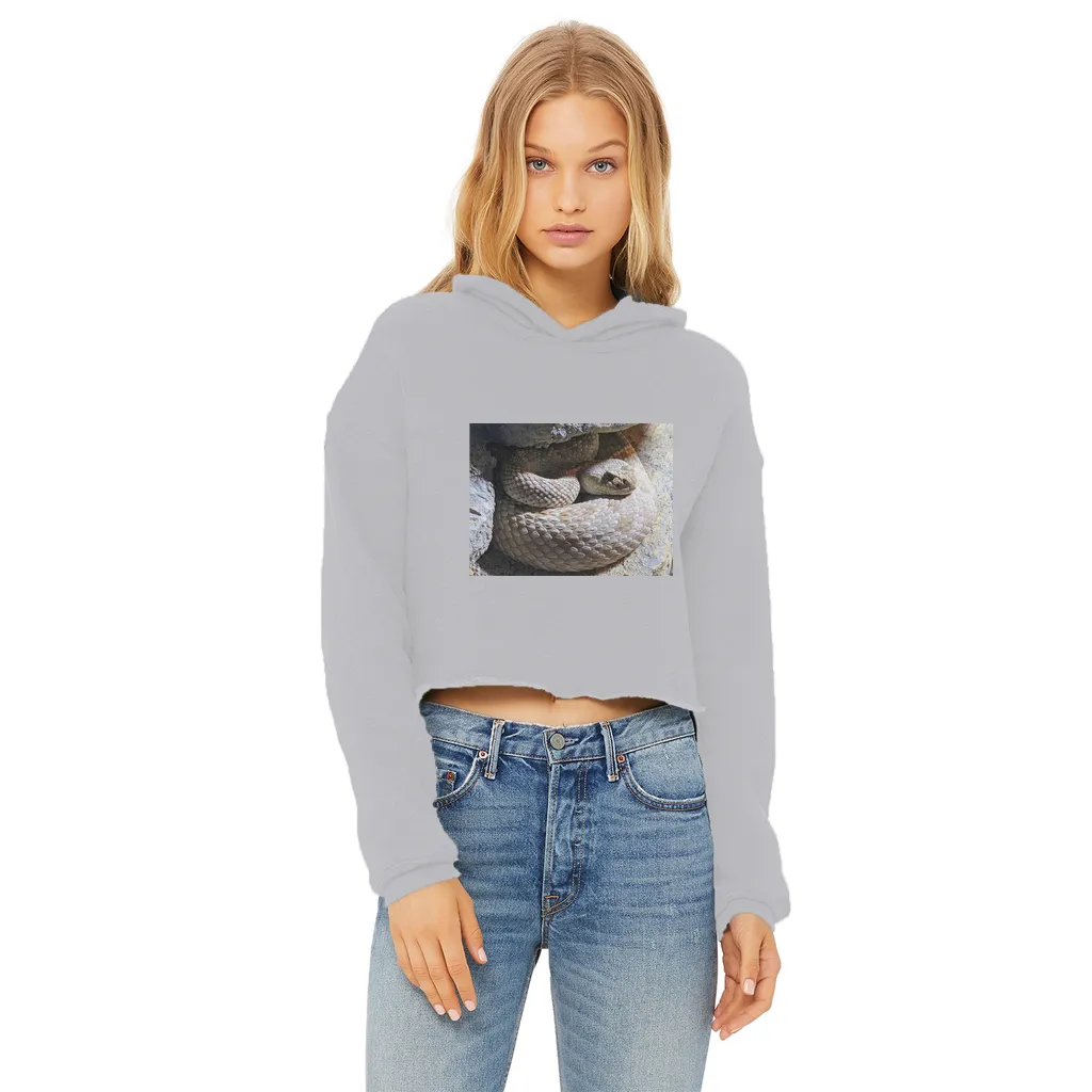 Snake Ladies Cropped Raw Edge Hoodie