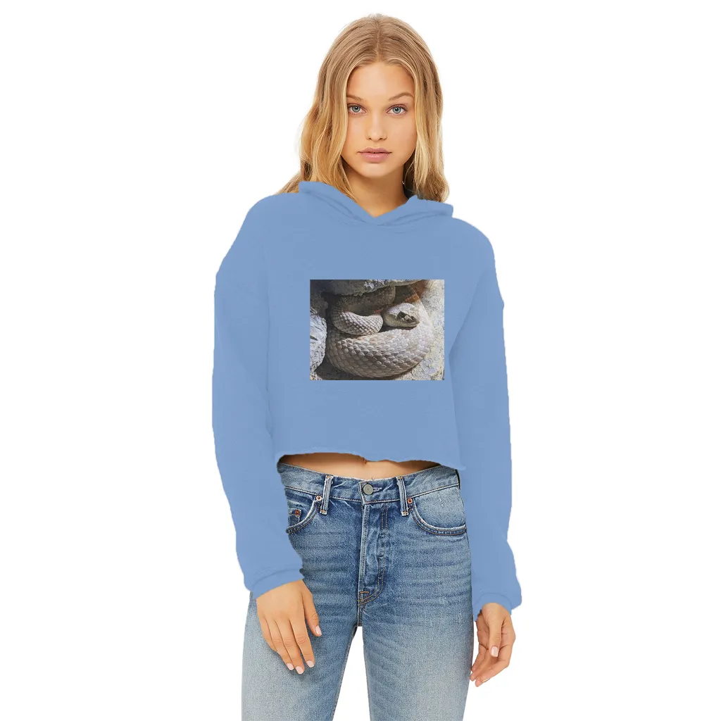 Snake Ladies Cropped Raw Edge Hoodie