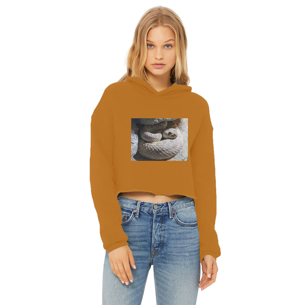 Snake Ladies Cropped Raw Edge Hoodie
