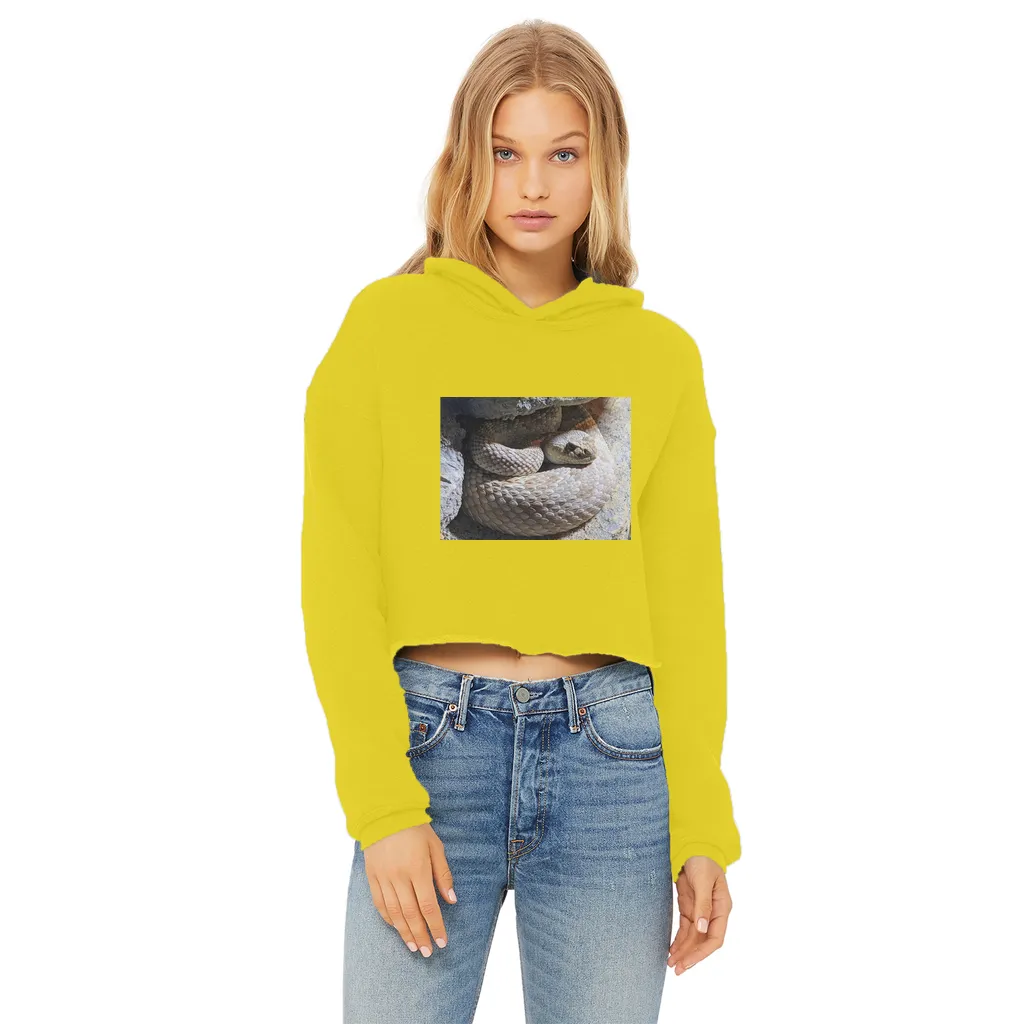 Snake Ladies Cropped Raw Edge Hoodie