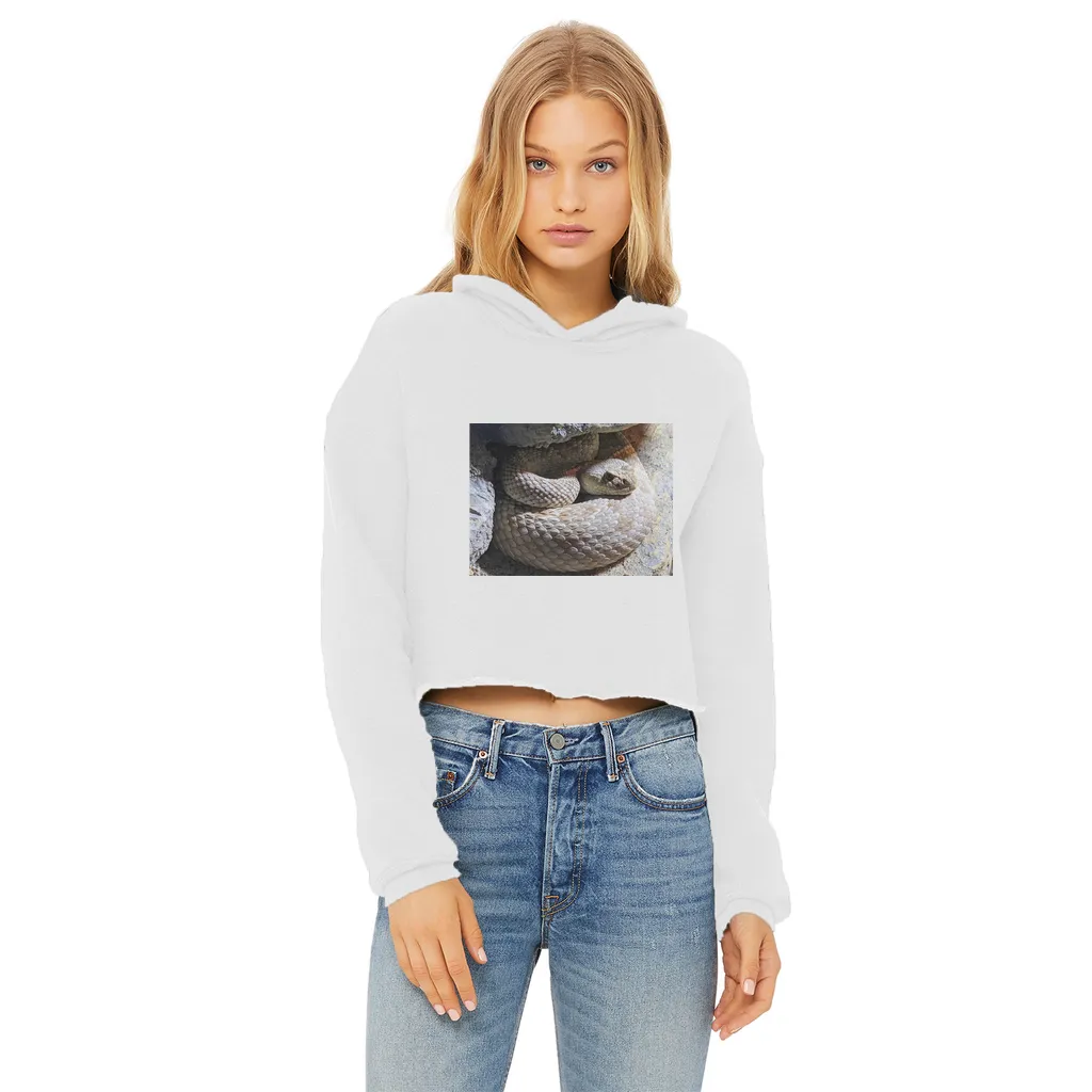 Snake Ladies Cropped Raw Edge Hoodie