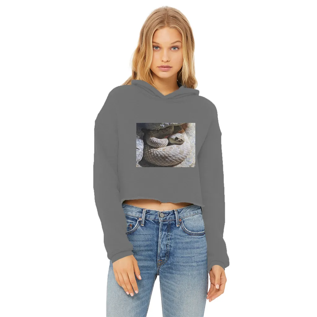 Snake Ladies Cropped Raw Edge Hoodie
