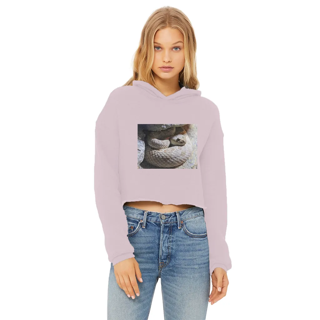 Snake Ladies Cropped Raw Edge Hoodie