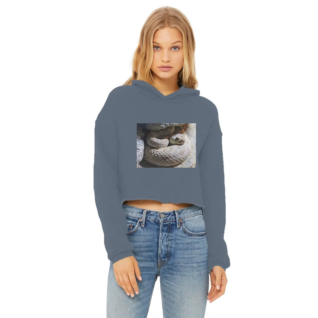 Snake Ladies Cropped Raw Edge Hoodie