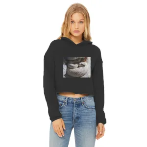 Snake Ladies Cropped Raw Edge Hoodie