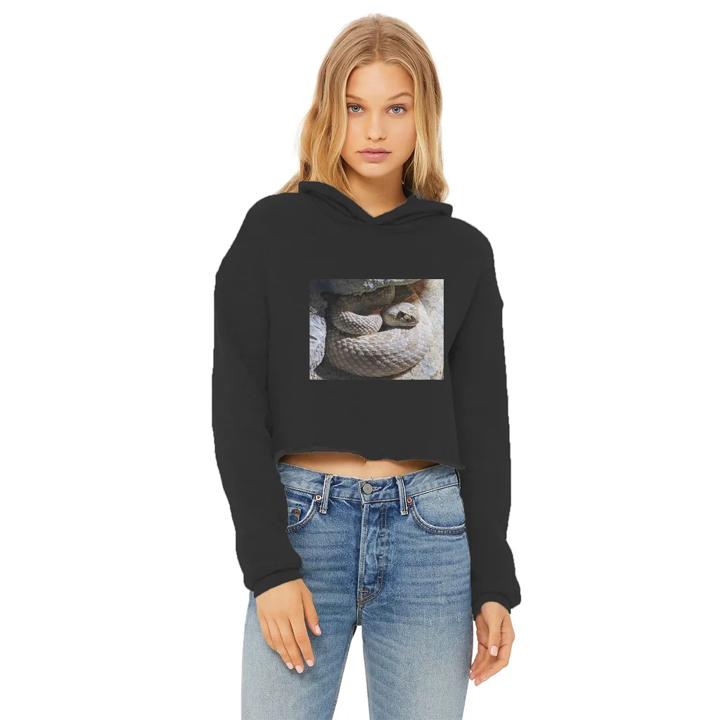 Snake Ladies Cropped Raw Edge Hoodie