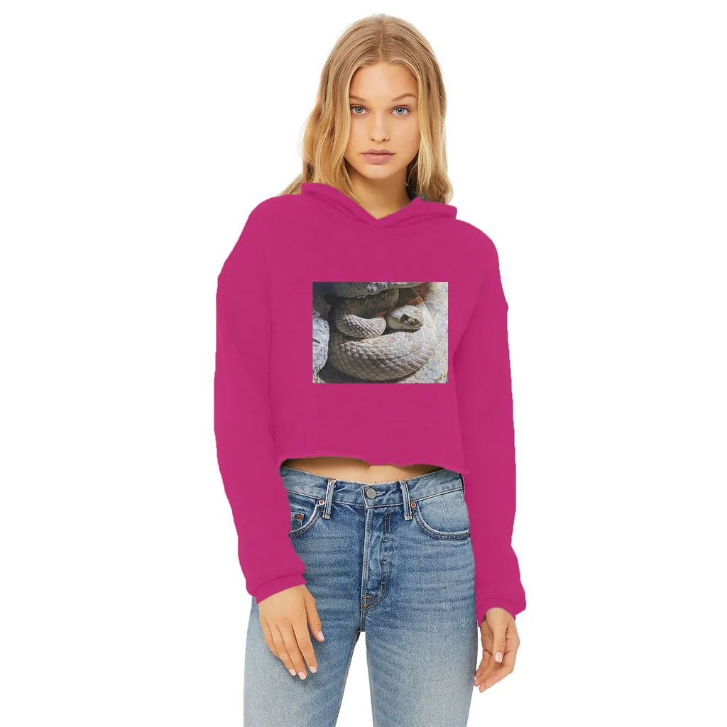 Snake Ladies Cropped Raw Edge Hoodie