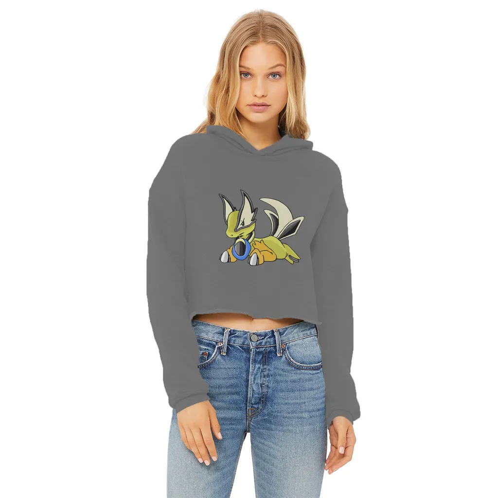 Sporela Ladies Cropped Raw Edge Hoodie
