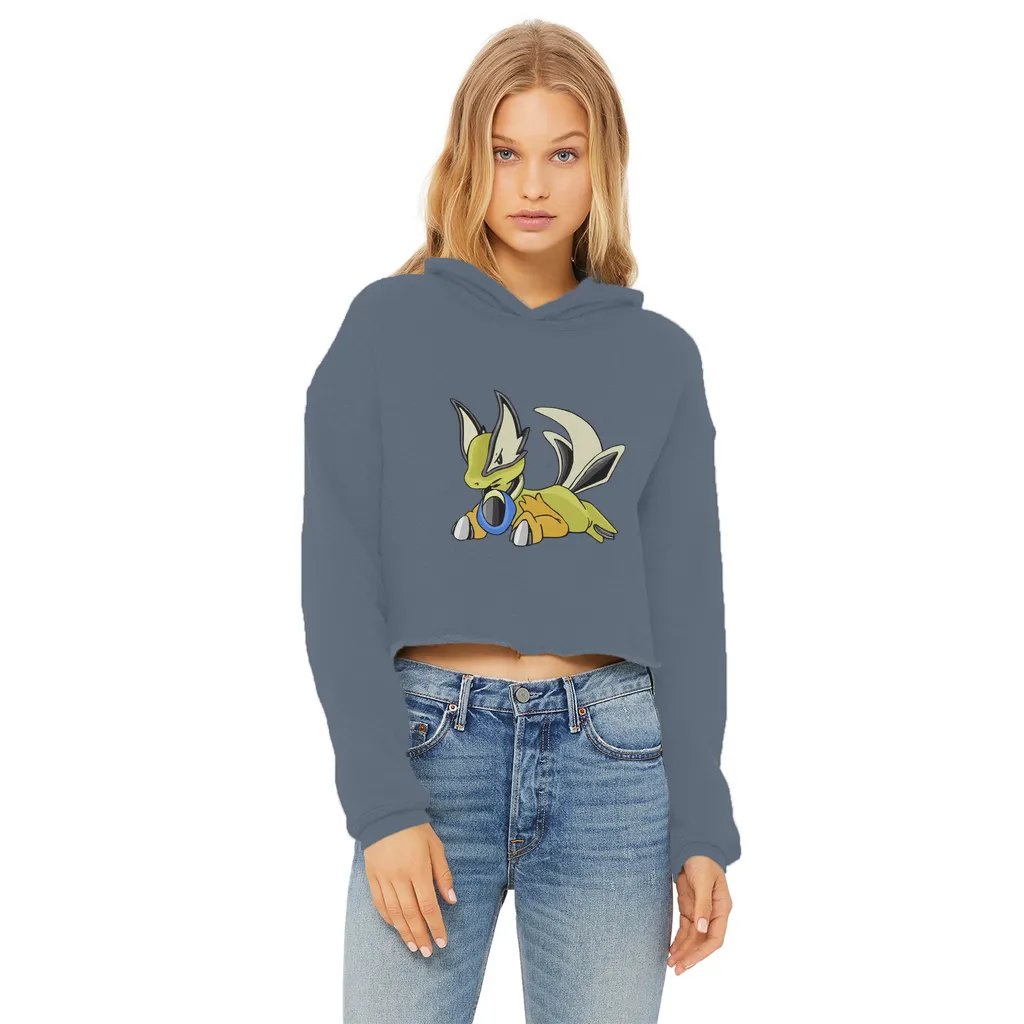 Sporela Ladies Cropped Raw Edge Hoodie