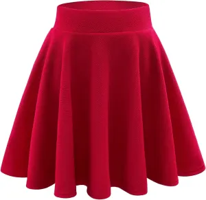 Stelle Women's Casual Skirt with Shorts Basic Versatile Stretchy Flared Pleated Skater Mini Skirts