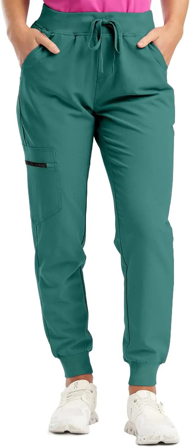 Stretch Jogger Scrubs for Women Drawstring High Waisted Yoga Pants Outdoor Lightweight Cinch Bottom Athletic Pants