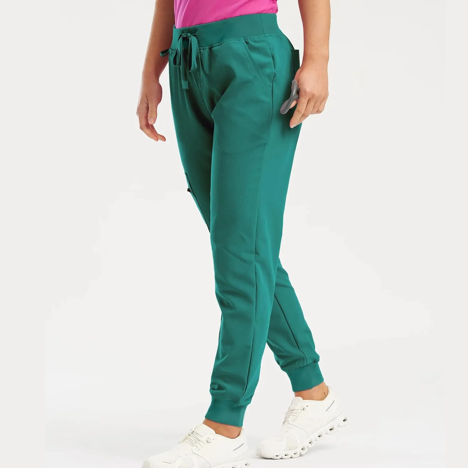 Stretch Jogger Scrubs for Women Drawstring High Waisted Yoga Pants Outdoor Lightweight Cinch Bottom Athletic Pants