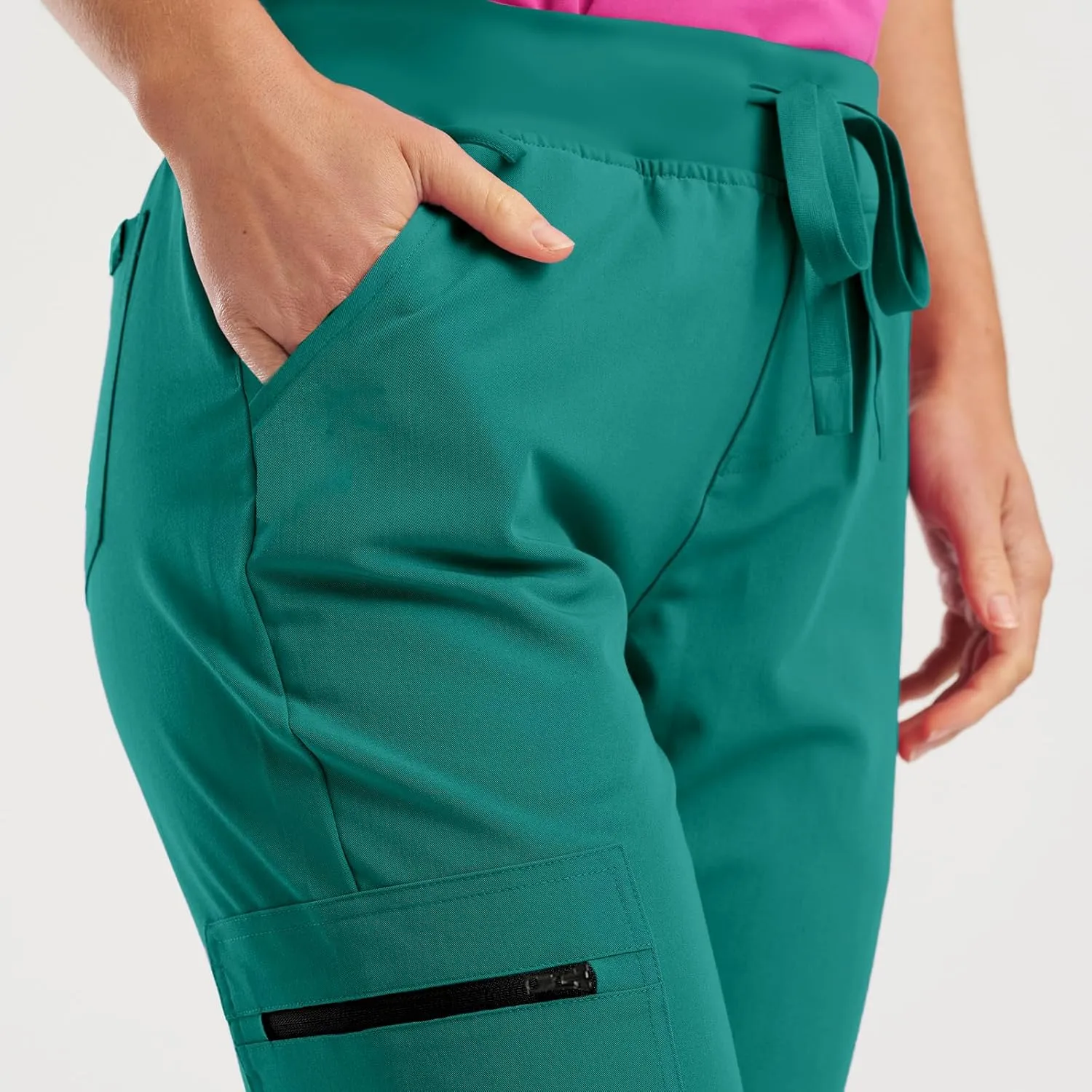 Stretch Jogger Scrubs for Women Drawstring High Waisted Yoga Pants Outdoor Lightweight Cinch Bottom Athletic Pants