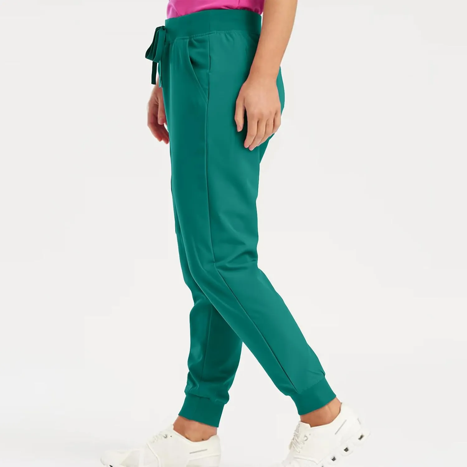 Stretch Jogger Scrubs for Women Drawstring High Waisted Yoga Pants Outdoor Lightweight Cinch Bottom Athletic Pants