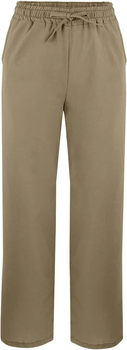 Summer Pants for Women 2025 Casual Cotton Linen Pants Drawstring High Waist Beach Pants with Pockets Vacation Outfits