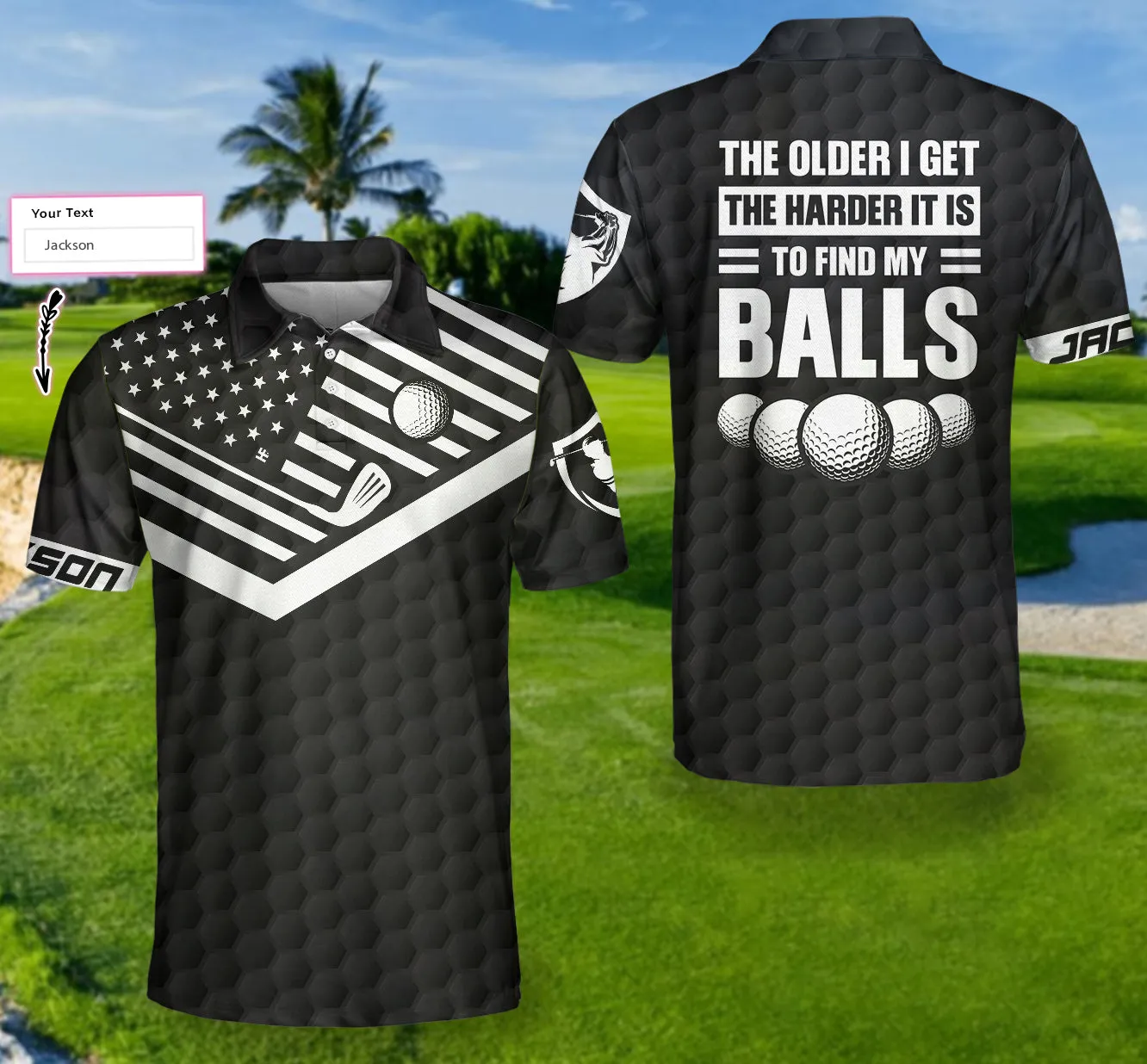 The Older I Get Custom Polo Shirt, Personalized Black American Flag Polo Shirt, Best Golf Shirt For Men Coolspod