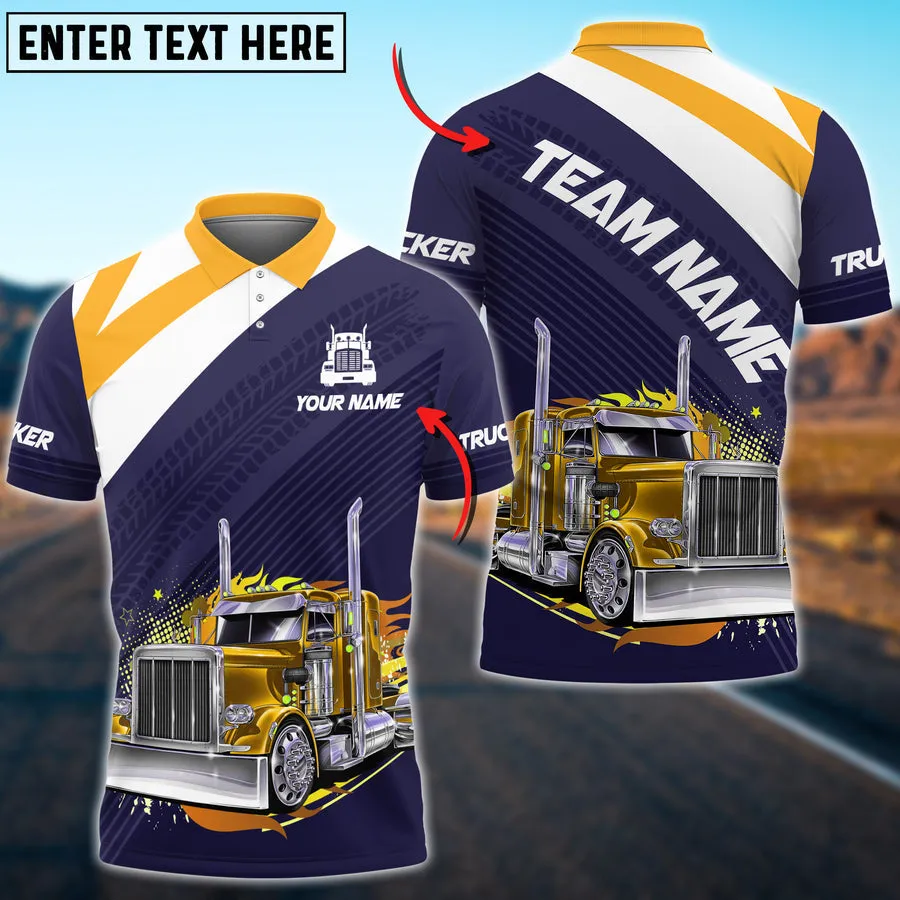 Truck Red White Multicolor Option Personalized Name, Team Shirt For Truck Driver, Truck Polo Shirt