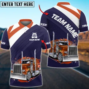 Truck Red White Multicolor Option Personalized Name, Team Shirt For Truck Driver, Truck Polo Shirt