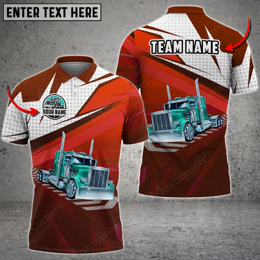 Trucking On The Road Personalized Name Polo Shirt For Truck Driver 4 Colors