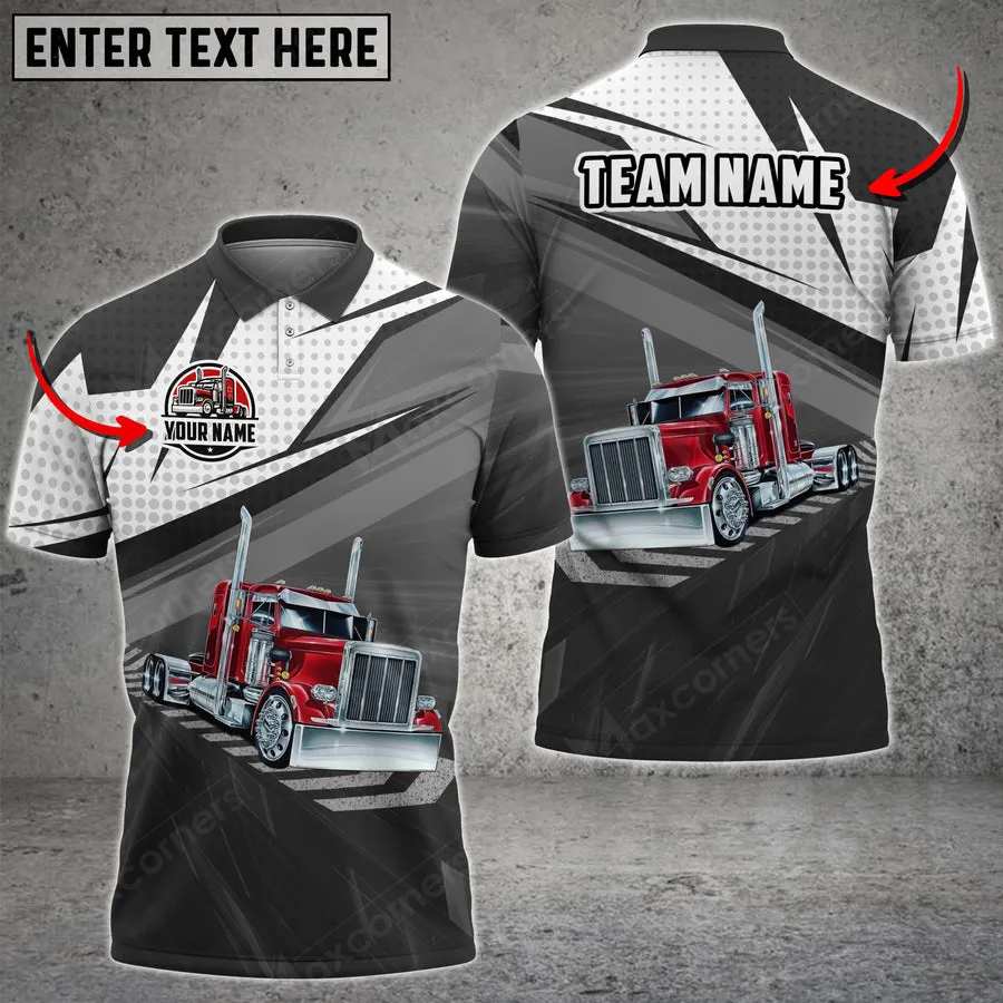 Trucking On The Road Personalized Name Polo Shirt For Truck Driver 4 Colors