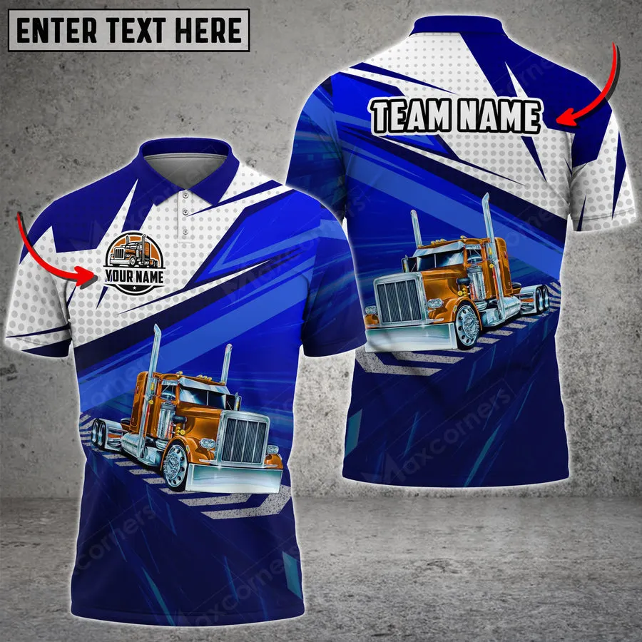 Trucking On The Road Personalized Name Polo Shirt For Truck Driver 4 Colors