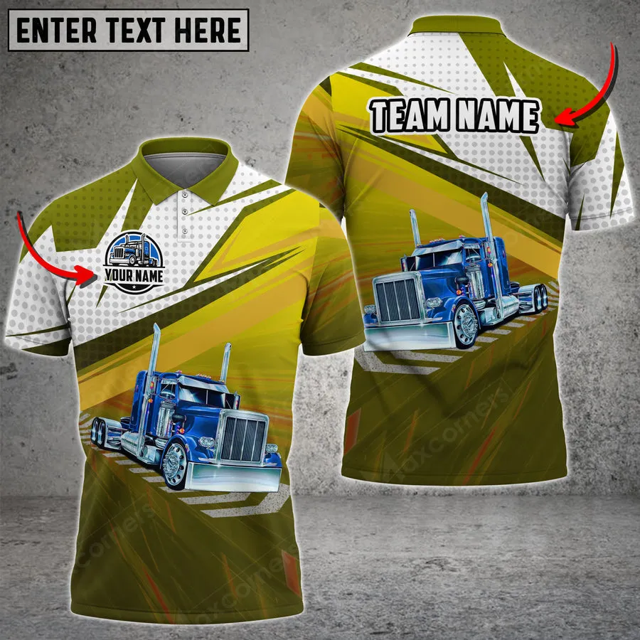 Trucking On The Road Personalized Name Polo Shirt For Truck Driver 4 Colors