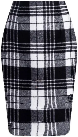 utcoco Womens High Waist Plaid Pencil Skirt Slit Bodycon Wool Mini Skirts