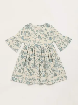 Utsa Kids Blue Printed Button-Down Dress (2 - 8yrs)