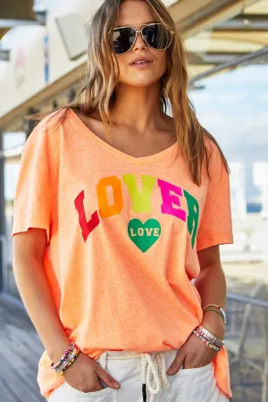 V-Neck Lover Tee in Orange