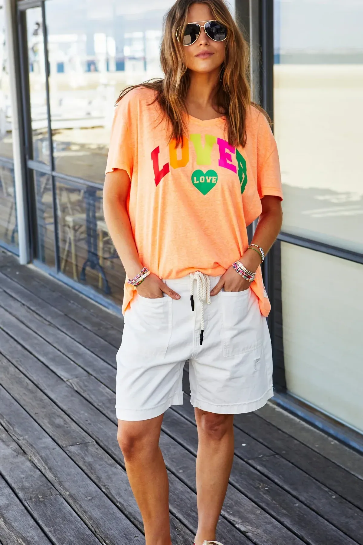 V-Neck Lover Tee in Orange