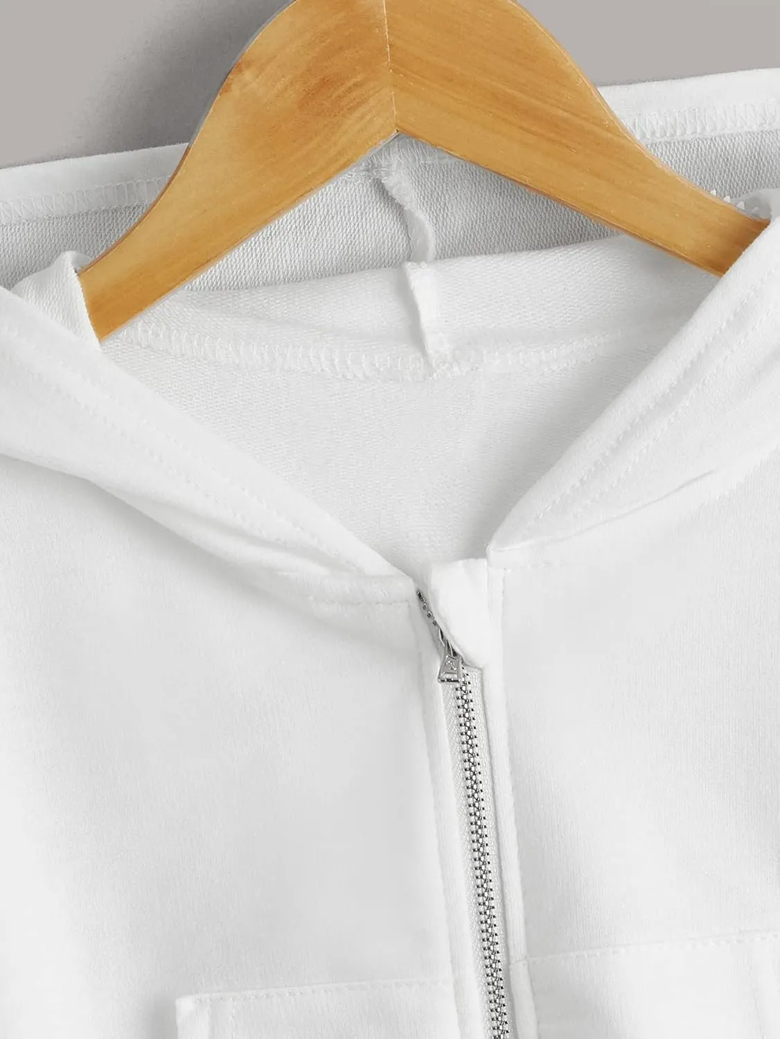 WDIRARA Girl's Zip Front Hoodie Pocket Casual Long Sleeve Sweatshirt Cropped Tops