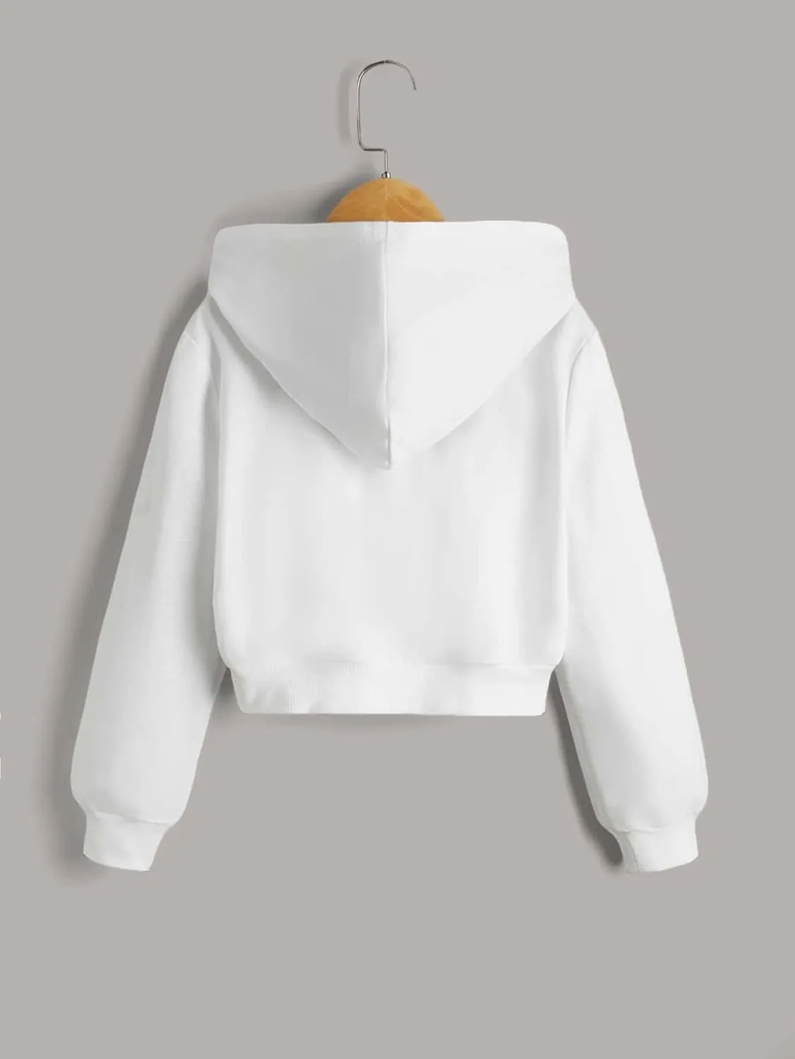 WDIRARA Girl's Zip Front Hoodie Pocket Casual Long Sleeve Sweatshirt Cropped Tops