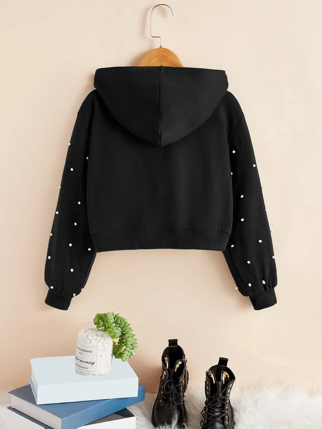 WDIRARA Girl's Zip Front Hoodie Pocket Casual Long Sleeve Sweatshirt Cropped Tops