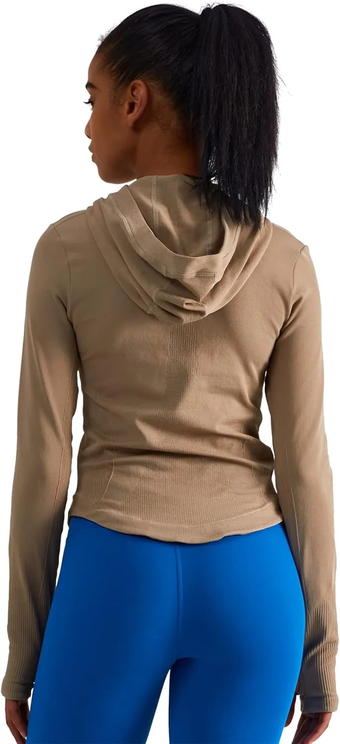 Womens Hooded Athletic Long Sleeve Running Shirts Workout Yoga Tops with Thumb Holes Slim Fit