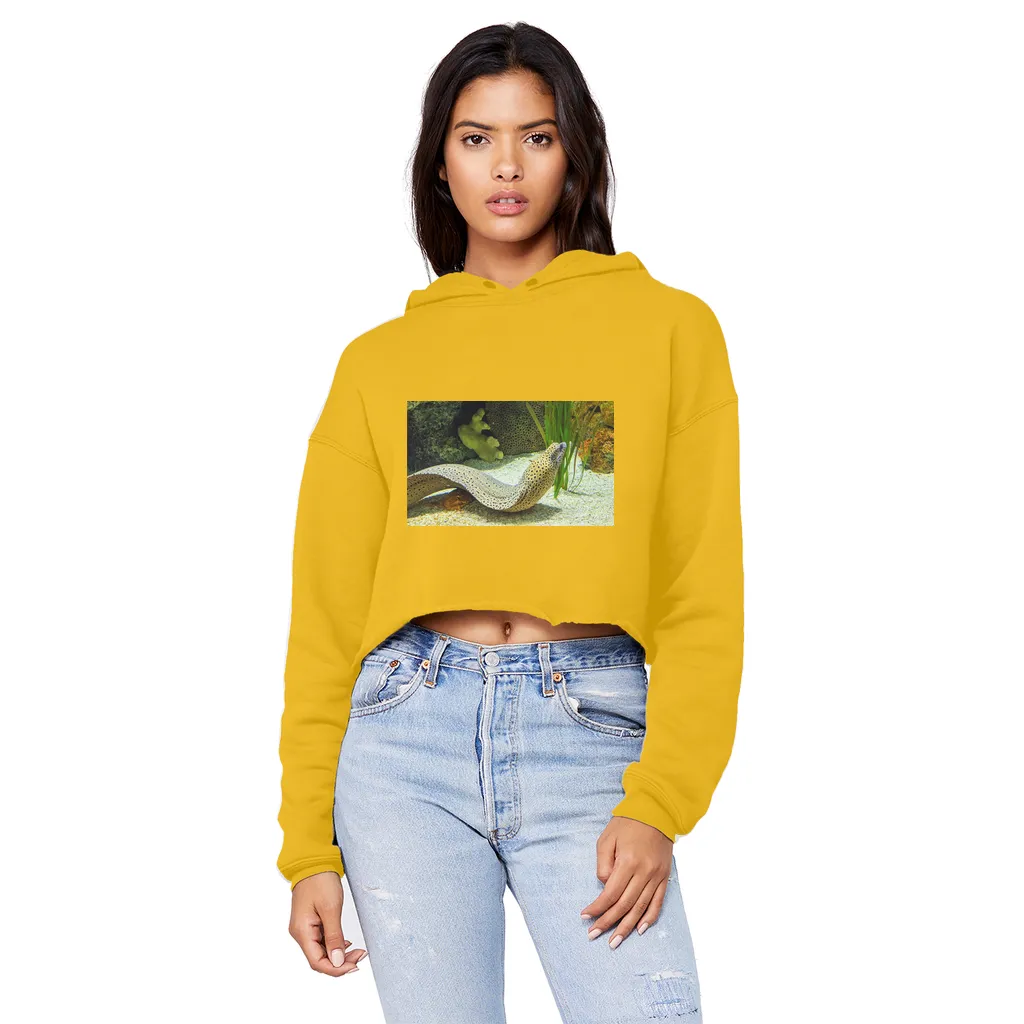 Yellow Eel Unisex Cropped Raw Edge Boyfriend Hoodie