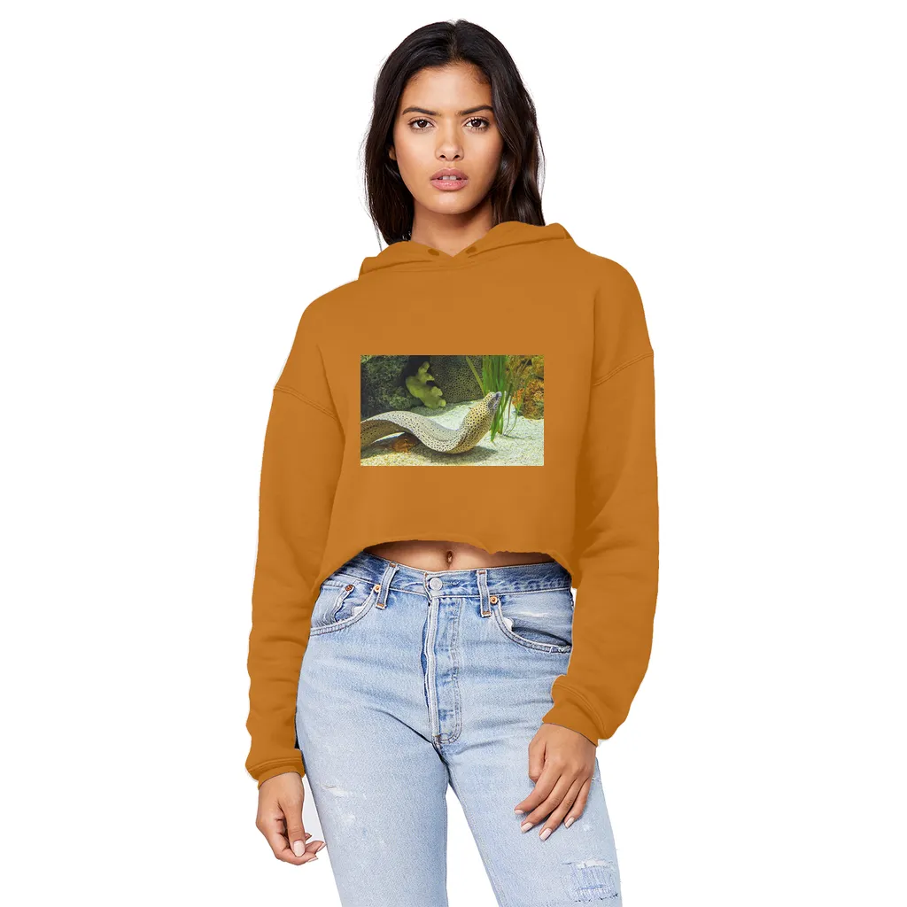 Yellow Eel Unisex Cropped Raw Edge Boyfriend Hoodie