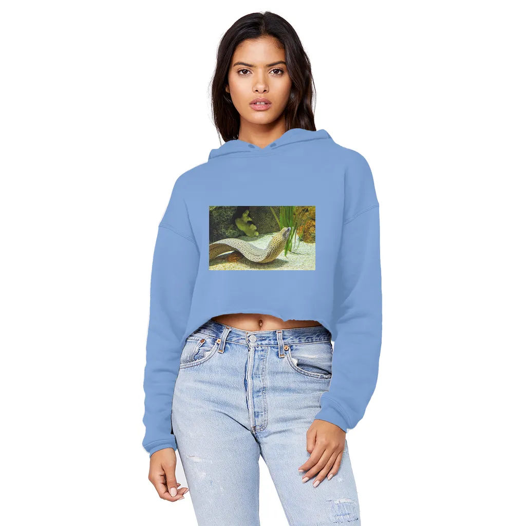 Yellow Eel Unisex Cropped Raw Edge Boyfriend Hoodie