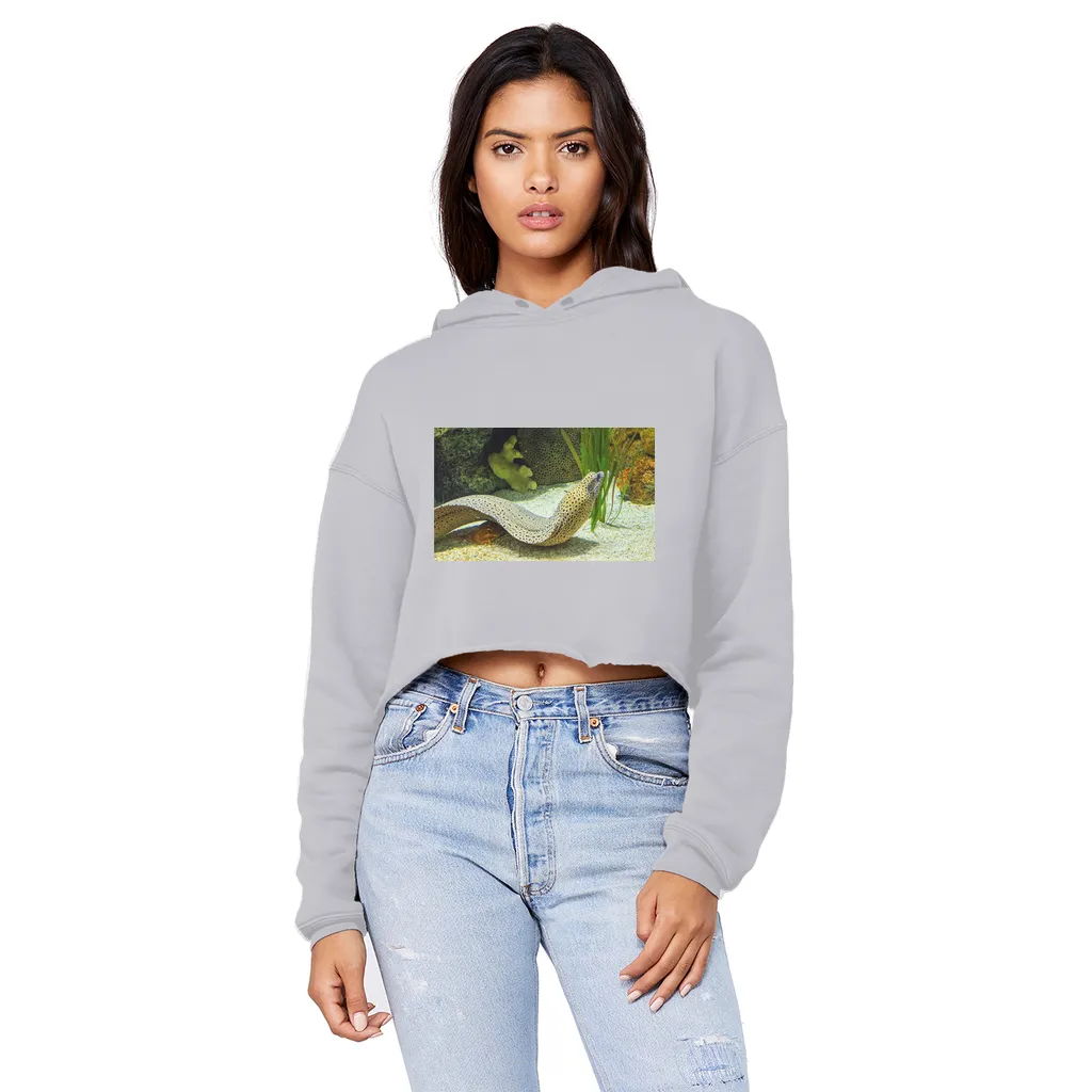 Yellow Eel Unisex Cropped Raw Edge Boyfriend Hoodie