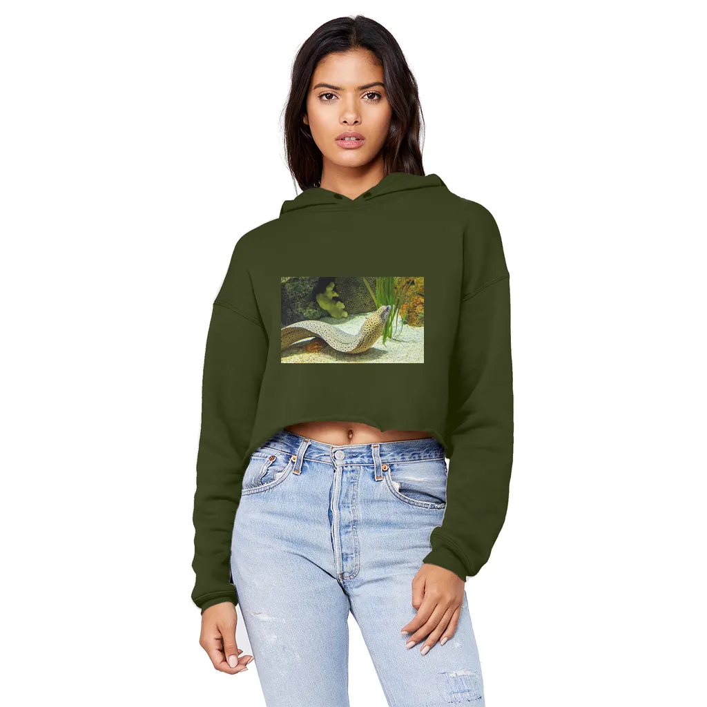 Yellow Eel Unisex Cropped Raw Edge Boyfriend Hoodie